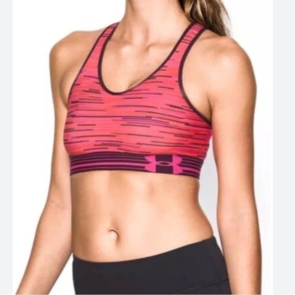 Under Armour Women’s Sports Bra Red Pink Black Size Medium ? - Picture 1 of 4